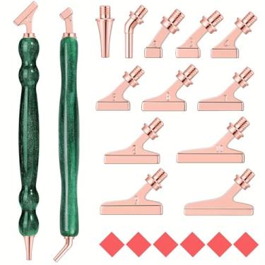 Imagem de Caneta de pintura de diamante alternativa para artesanato DIY, 2 peças de acessórios de pintura de diamante de combinação de resina, 12 peças de ponta de caneta de liga com design de 45° Wish 6
