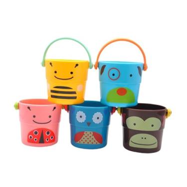 Imagem de Dynwave 5Pcs Bebê Banho Chuveiro Balde, Crianças Banheira Brinquedo Mini Copos Água Brinquedos para Meninas Meninos Banheiro Pré-escolar Piscina Infantil