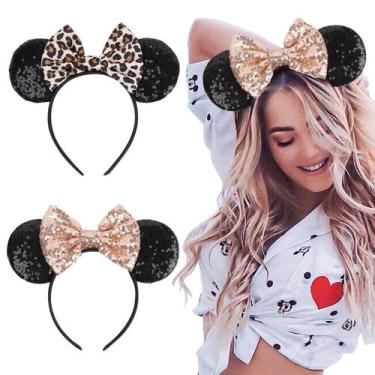 Imagem de Bandana WOVOWOVO Mouse Ear Bow Faixa de cabelo de Halloween, 2 peças