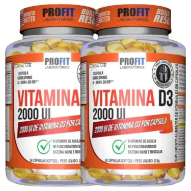 Imagem de 2X VITAMINA D3 2000UI 60 CÁPSULAS PROFIT-Unissex