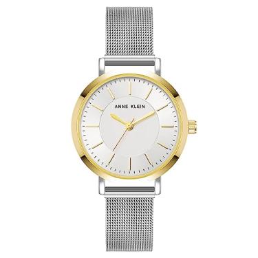 Imagem de Anne Klein Relógio feminino com pulseira de malha, Dois tons