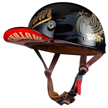 Imagem de CHPINGN Capacete de motocicleta de beisebol para bicicleta Cruiser Chopper Moped Scooter Capacete aberto para adultos mulheres e homens, aprovado pelo DOT