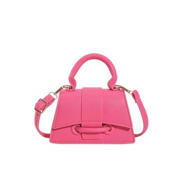 Imagem de Bolsas pequenas transversais femininas bolsa de ombro clássica bolsa feminina linda bolsa de mão pequena bolsa de mão com alça, Rosa choque