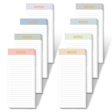 Imagem de Pacote com 8 blocos de notas magnéticos para geladeira, 400 folhas de lista de compras no total para geladeira com páginas forradas, bloco de notas com ímã completo e forte para lista de tarefas