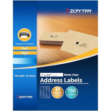 Imagem de VZCPYTPM Etiquetas de endereço imprimíveis, etiquetas de envio de 2,5 cm x 6,5 cm para impressora, 750 no total, envelopes, envio, embalagem, uso doméstico ou no escritório