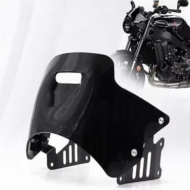 Imagem de Wialnumt Para-brisa de motocicleta acrílico Spoiler Defletor Para-brisas dianteiro para Yamaha XSR 900 XSR900 xsr900 2022 2023 2024 Acessórios (preto)