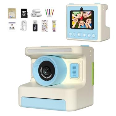 Imagem de Câmera infantil com impressão instantânea, câmera de impressão instantânea para crianças com cartão SD de 32 GB, presente infantil para crianças de 6 a 12 anos, impressão em escala de cinza, sem