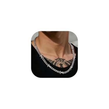 Imagem de ChainsHouse Colar de arame farpado punk espinhos corrente para homens e mulheres, 6 mm de largura aço inoxidável/metal preto/joias hiphop rock banhado a ouro 18 K, 45 a 56 cm, 16 Inches(choker length