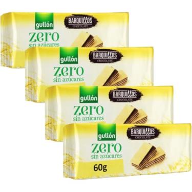 Imagem de 4 Pacotes Wafers Gullón Biscoito Chocolate Sem Açúcar 60g Importado