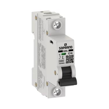 Imagem de Disjuntor Soprano Din Unipolar 16A SHB-GIII Curva C Branco