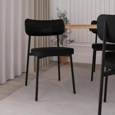 Imagem de Conjunto 10 Cadeiras de Jantar Alloa Tecido Mesclado Est.Preta - CX/2U