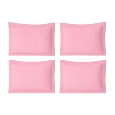 Imagem de Kit C/ 4 Fronha de Travesseiro Textura Acolchoada em Matelassê Conforto (ROSA)