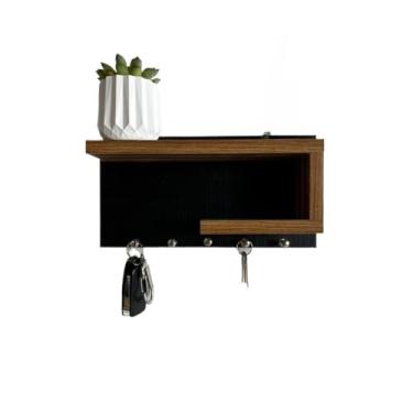 Imagem de Porta-Chaves e Organizador Decorativo, Item Essencial para a Organização com Estilo da sua Casa(Preto com amadeirado)