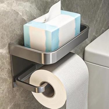 Imagem de Suporte para rolo de papel higiênico premium Suporte para telefone de banheiro Montagem na parede Sem necessidade de perfuração