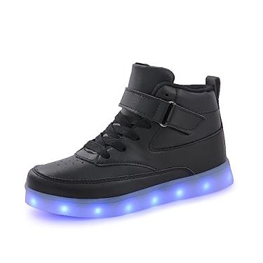 Imagem de Voovix Tênis unissex com luz de LED, cano alto, feminino e masculino, Preto, 6 Women/4 Men