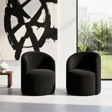 Imagem de Kit 02 Poltronas Curva Orgânica Nature Gaia Boucle Preto - Montanaris 