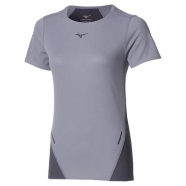 Imagem de Camiseta de Corrida Mizuno Light Dryaeroflow Feminina, Cinza, G