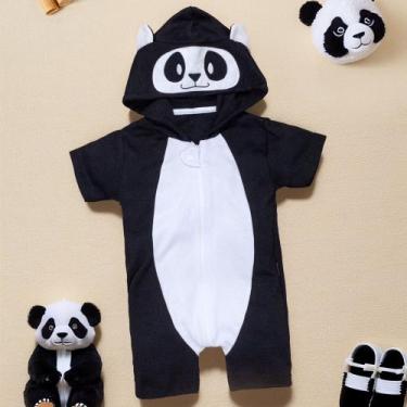 Imagem de Macacão Curto Fantasia Panda Infantil Com Bordado No Capuz - Era Uma V