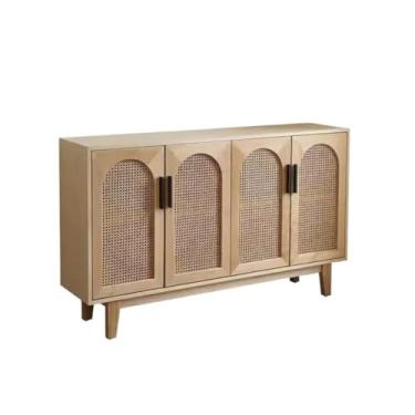 Imagem de URGDWEKJY Armário buffet simples madeira maciça vime aparador de jantar nórdico casa sala de estar cozinha armário armário aparador (L: 150 cm x 35 cm x 90 cm)