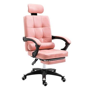 Imagem de Computador ergonômico giratório mesa de computador com apoio para os pés escritório altura ajustável couro executivo computador para dormitório estudo feito