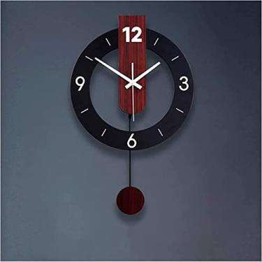 Imagem de Relógio de parede arte moderna relógio de parede grande relógio de parede de metal criativo relógio de parede de madeira nórdica decoração de casa ideias de presente para sala de estar relógio de