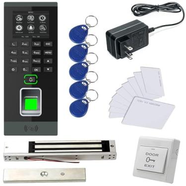 Imagem de MENGQI-CONTROL Sistema De Controle De Acesso Por Senha Rfid Com Impressão Digital Biométrica + 600 Libras De Força, Fechadura Magnética Elétrica + Controlador De Cartões E Chaveiros, Adaptador De En