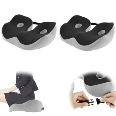 Imagem de Almofada de assento de espuma viscoelástica para cadeira de escritório, dor no quadril, almofada ergonômica para hemorroidas para longas horas sentado, cadeira de escritório confortável, cadeira de