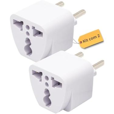 Imagem de Adaptador Universal de Tomada Compatível com EUA Europa Reino Unido Austrália 10A 250V Branco -2 unidades