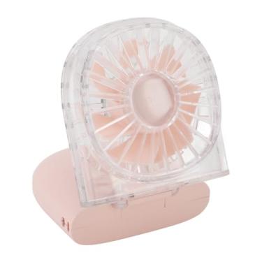 Imagem de Asixxsix Ventilador portátil dobrável, ventilador multifuncional portátil com 5 velocidades de e baixo ruído, ventilador pessoal para viagens e acampamentos (Rosa)