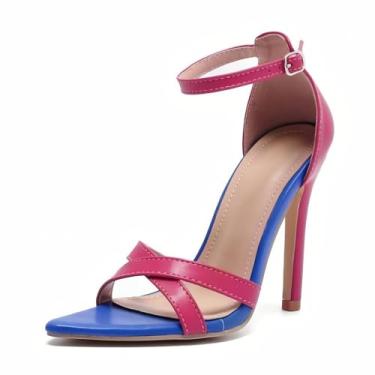 Imagem de Pradize Sandálias multicoloridas com salto agulha, Fuschia rosa choque colorido, 35