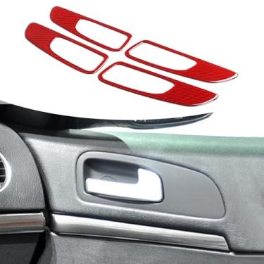 Imagem de Capa de moldura de maçaneta interna de carro compatível com Alfa Romeo 159 (2004-2011) adesivo decorativo de moldura de alça interna de fibra de carbono macio acessórios de interiores automotivos