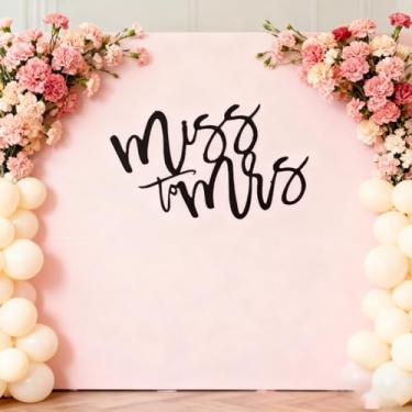 Imagem de Placa Miss to Mrs para pano de fundo, letras de feltro preto Miss to Mrs, decoração de banner para arco de balão, decalque de chá de panela, decoração de festa de noivado de despedida de solteira