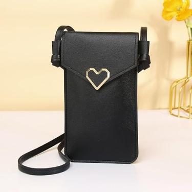Imagem de Bolsa transversal pequena capa de telefone transparente com tela sensível ao toque couro PU bolsa de telefone para mulheres homens viagem bolsa de compras preto cinza rosa, Preto, Tendência