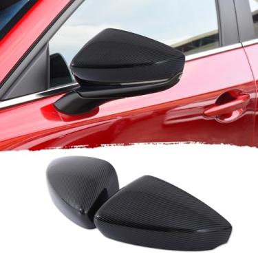 Imagem de Capa de espelho retrovisor de porta lateral de carro estilo fibra de carbono compatível com Mazda CX-30 2020-2024 acessórios de carro 2 peças protetor de porta lateral para espelho retrovisor