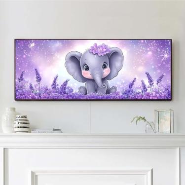 Imagem de VAIIEYO Kits de arte de diamante grande para adultos elefante, animal de arte de diamante, kits de pintura de diamante grande, tela de artesanato de strass redondo para decoração de parede de casa