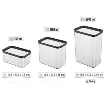 Imagem de Conjunto 3 Potes Herméticos De Plástico