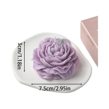 Imagem de Vela Aromática 3D Em Forma De Flor De Peônia, Decoração De Casamento, 