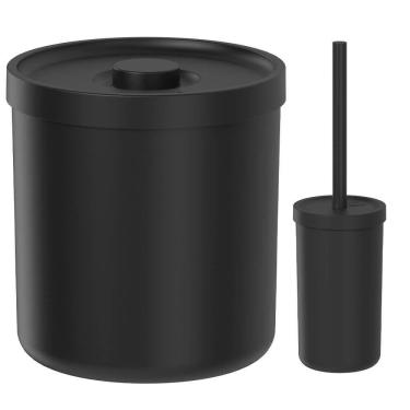 Imagem de Lixeira Para Banheiro 6L E Escova Sanitária Preta Bold - Ou