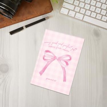 Imagem de Caderno com laço rosa, caderno A5 para anotações de escritório, agenda de 21 x 14,7 cm, agenda de viagem, 4