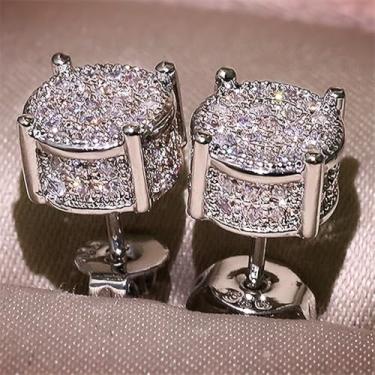 Imagem de 1 par de brincos de zircônia cúbica de prata clássicos de quatro garras para mulheres, casamento, noivado, dia das mães, vestido de formatura, presentes de joias