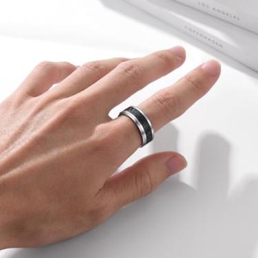 Imagem de Aliança de casamento masculina de tungstênio, 08, Aço inoxidável, Sem pedra preciosa