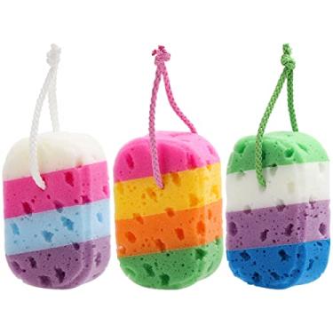 Imagem de 3 Pieces Exfoliating Bath Sponge Body Sponges Shower Loofah Soft Bathing Pouf Foam Lufa Body Scrubber