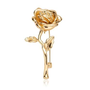 Imagem de QLYOVWE Broche de flor de rosa vermelha para mulheres e homens elegante flor de cristal broche de lapela retrô terno chapéu acessórios de vestido casamento dia dos namorados joias presente, Standard