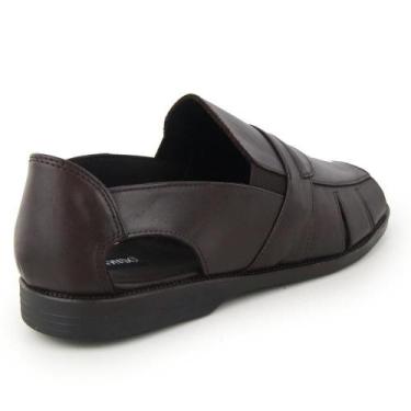 Imagem de Sandália Masculina Couro Confortável Elástico Calce Fácil - Granado, 3