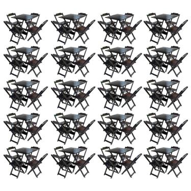 Imagem de Kit 20 Jogos De Mesa Com 4 Cadeiras De Madeira Dobravel 60X60 - Tabaco - Marrom