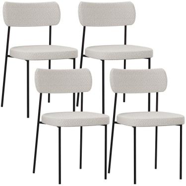 Imagem de Kit 04 Cadeiras Decorativa Para Sala De Jantar Melina L02 Bouclê Cru - Lyam Decor