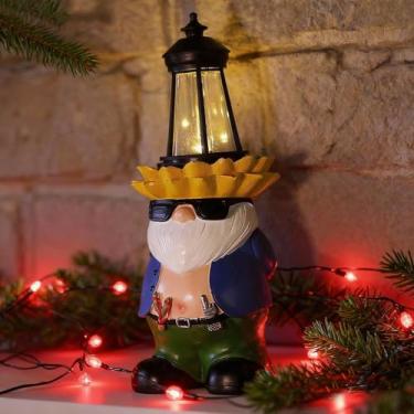 Imagem de LEGIFO Estátua de gnomo de jardim com lanternas solares, esculturas de guardião, decorações ao ar livre, pátio, gramado, quintal, decoração de jardim, estatueta grande, presente para mulheres e mães