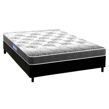 Imagem de Cama Box Casal: Colchão Espuma Probel Guarda Costas Resistente + Base Crc Courano Black(138X188)