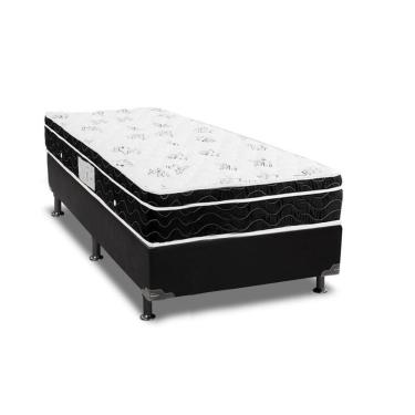 Imagem de Cama Box Solteiro: Colchão Molas Bonnel Ortobom Nanolastic Physical Spring + Base Black(88X188)