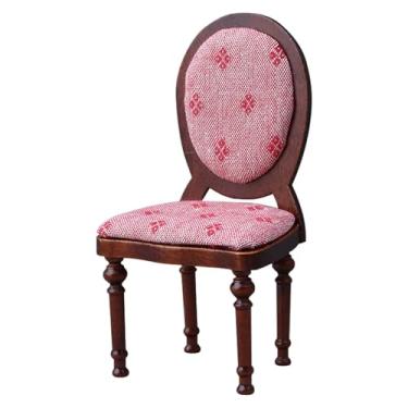 Imagem de YIJU Cadeira de casa de bonecas em escala 1/12, cadeira de encosto alto, modelo de artesanato, móvel em miniatura para maquete, mesa de areia, decoração de